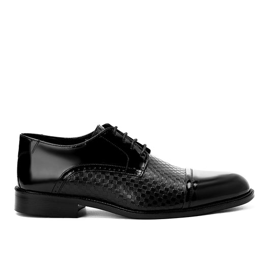 Square Cap-Toe Textured Derbies