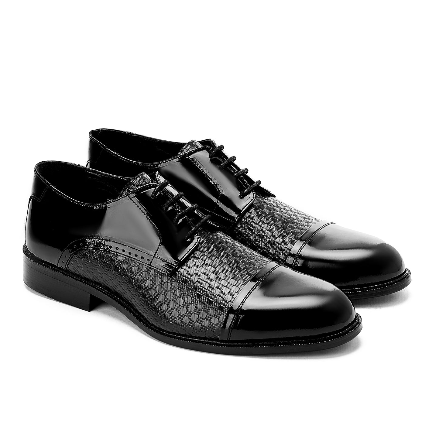 Square Cap-Toe Textured Derbies